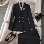 Women's Double Breasted Blazer Pants Suit