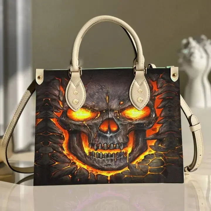 Women's Skull Pattern Faux Leather Shoulder Tote Bag