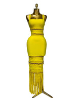 Women's Sexy Square Neck Tassel Bandage Maxi Dress