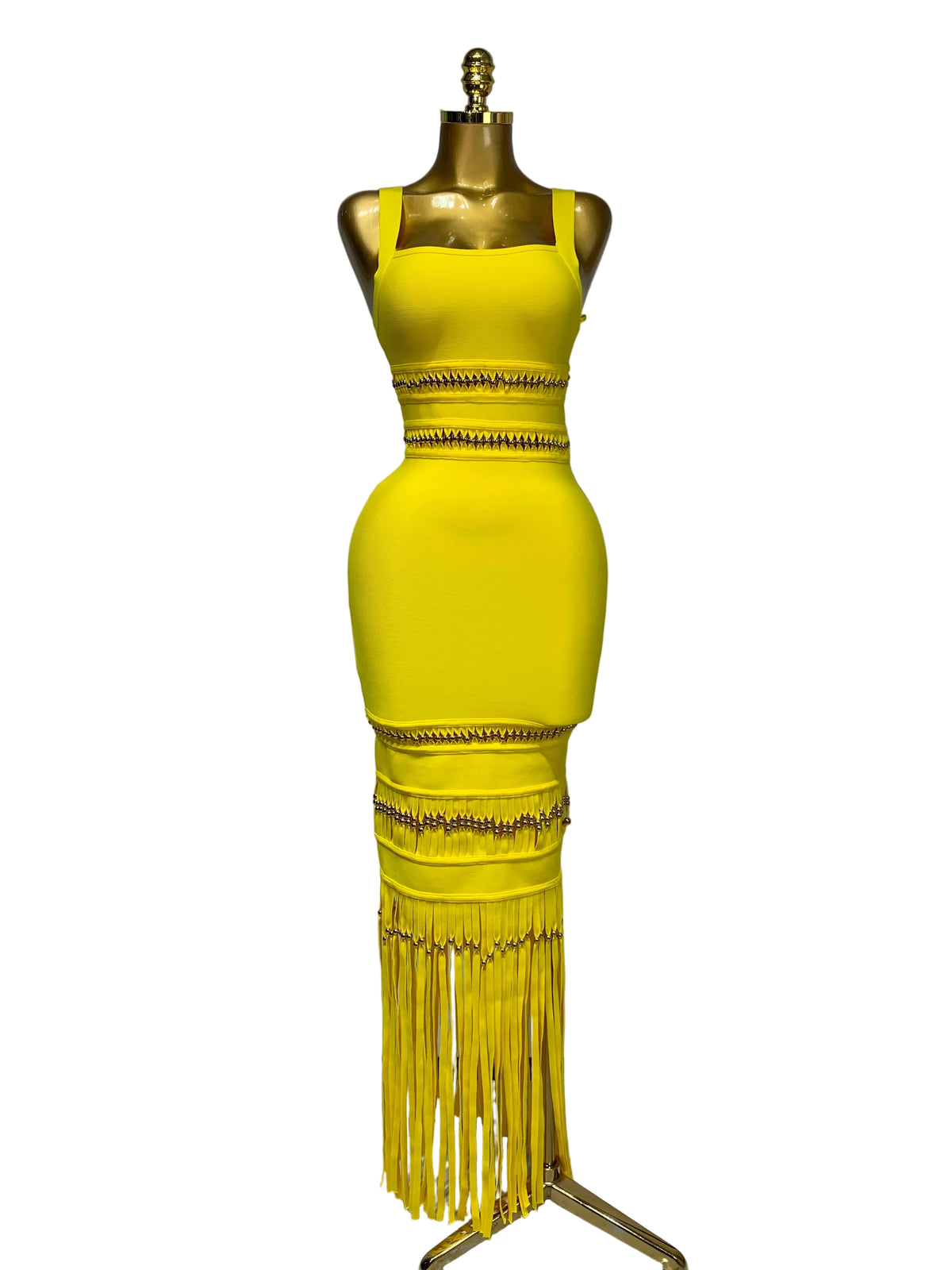 Women's Sexy Square Neck Tassel Bandage Maxi Dress