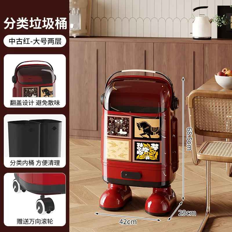 Multi-Layer Kitchen Trash Can with Lid and Odor Control