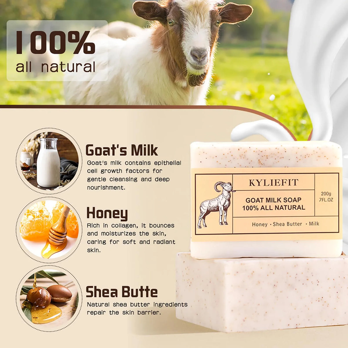 Unisex Organic Goat Milk Nourishing Soap Bar 7.1 oz