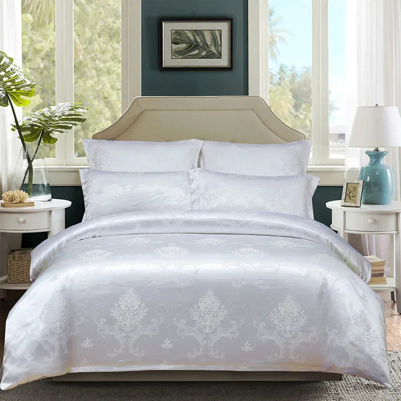 European Satin Jacquard Duvet Cover and Smooth Bedding Set