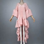 Women's Pleated Solid Kaftan Maxi Dress