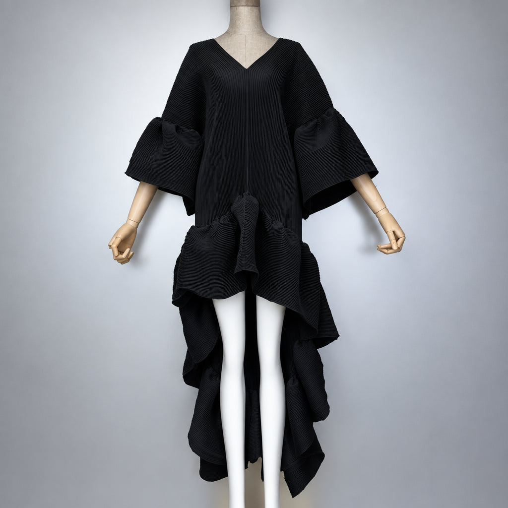Women's Pleated Solid Kaftan Maxi Dress