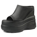 Women's Genuine Leather Wedge Platform Mules