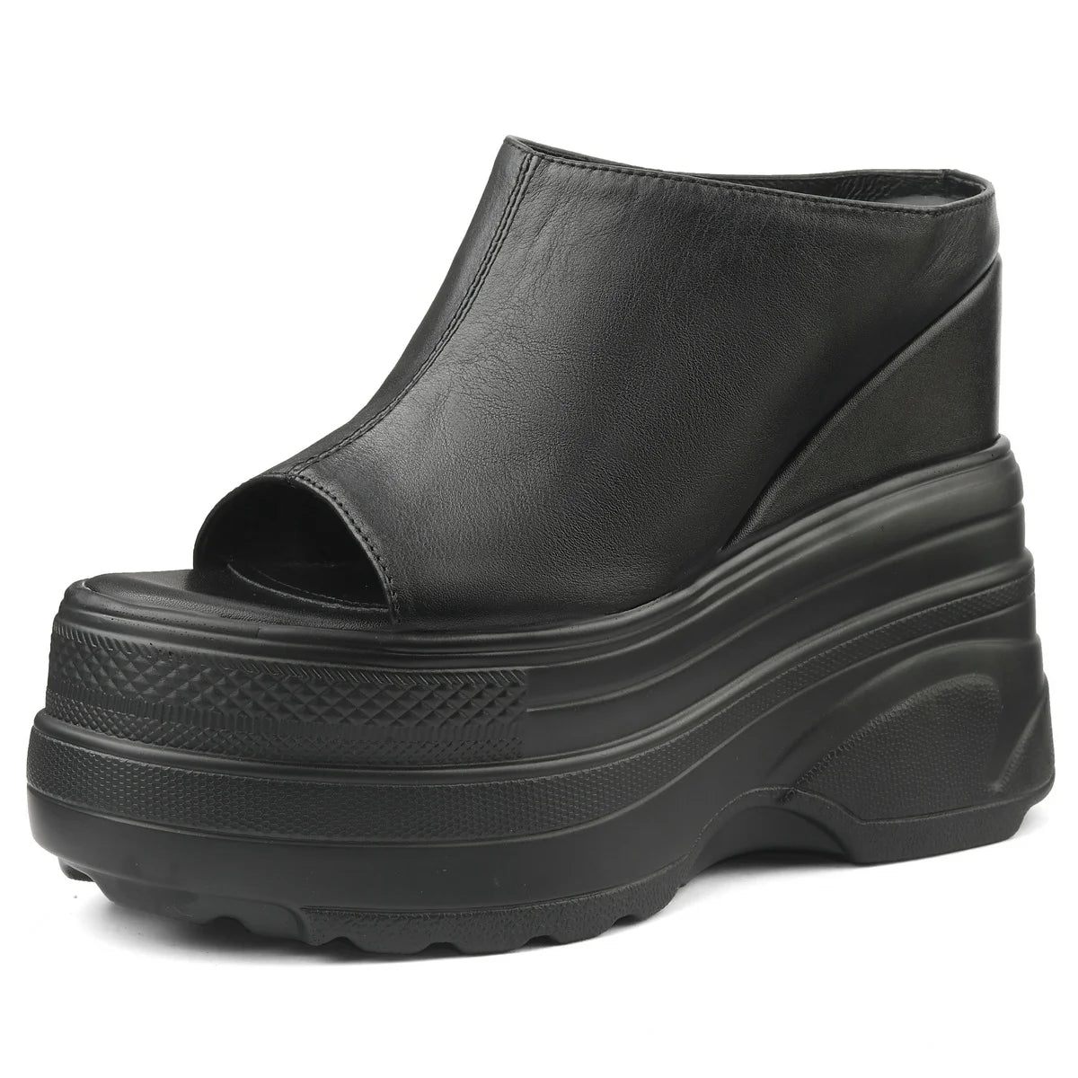 Women's Genuine Leather Wedge Platform Mules