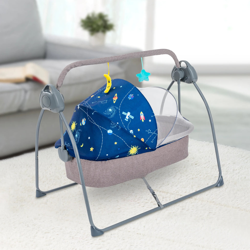 Foldable Baby Cradle Swing and Electric Rocking Bassinet