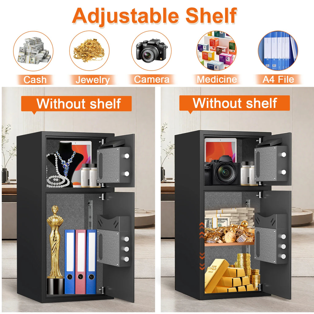 Large Fingerprint Home Safe and Fireproof Security Box