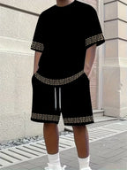 Men's 3D Print Round Neck T-Shirt and Shorts Set