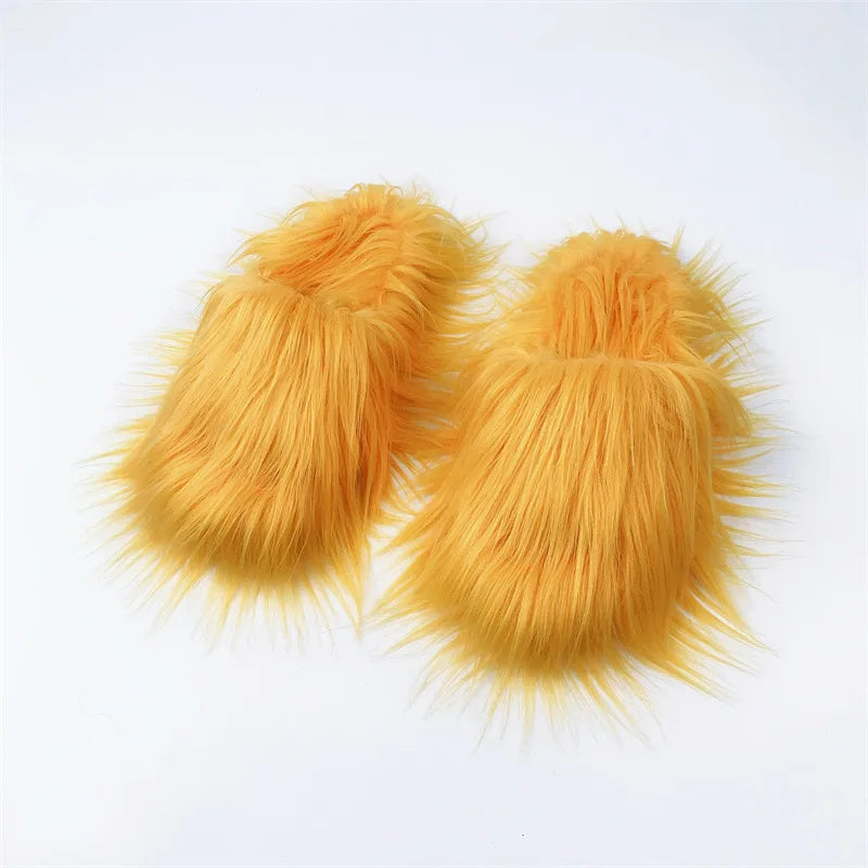 Women's Faux Fur Plush Warm Flat Slippers