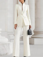 Women's Stand Collar Blazer Pants Suit