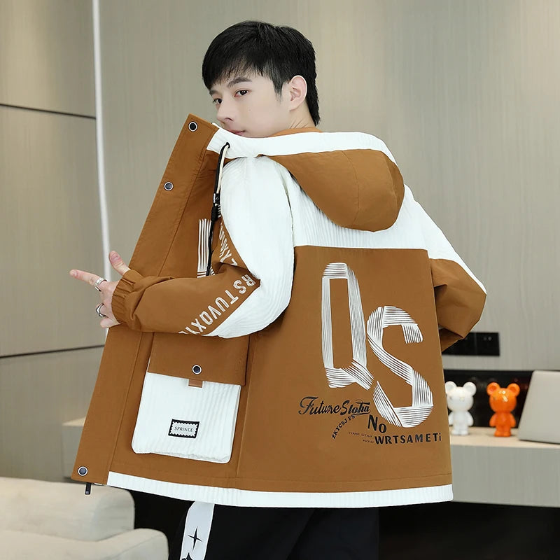 Men's Casual Hooded Windbreaker Cargo Jacket