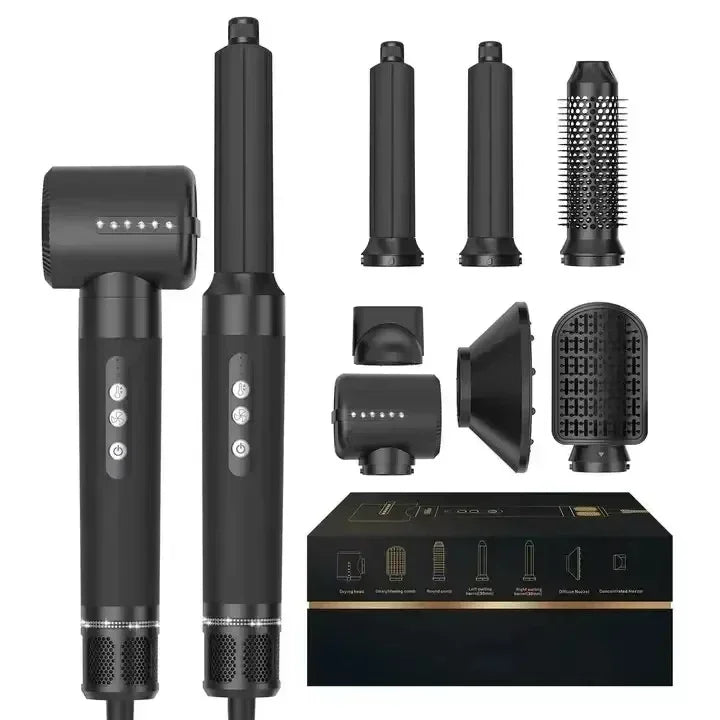 7-in-1 High Speed Ionic Hair Dryer Brush and Auto Curler Set