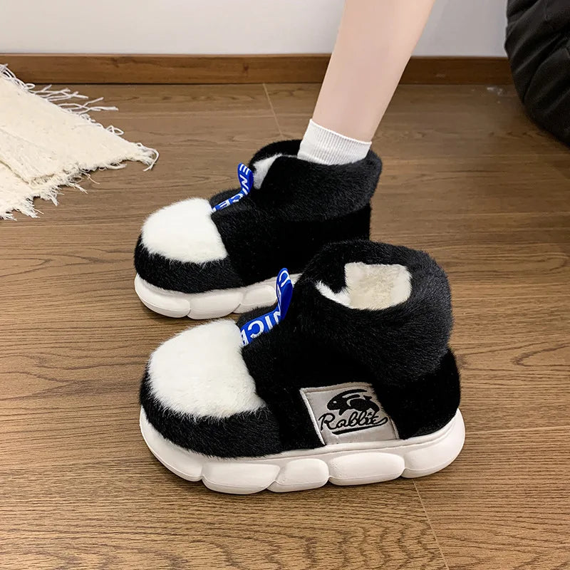 Winter Warm Plush Platform Slippers Unisex High Top Snow Boots