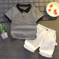 Boys Cotton Striped Shorts Set 2-Piece Summer Casual Playwear