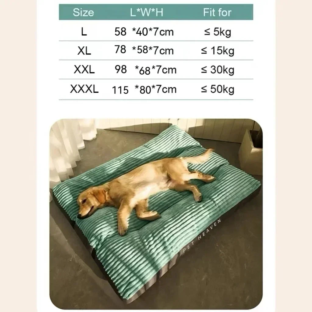 Corduroy Dog Bed Mat Oversized Washable Cushion for Medium and Large Dogs
