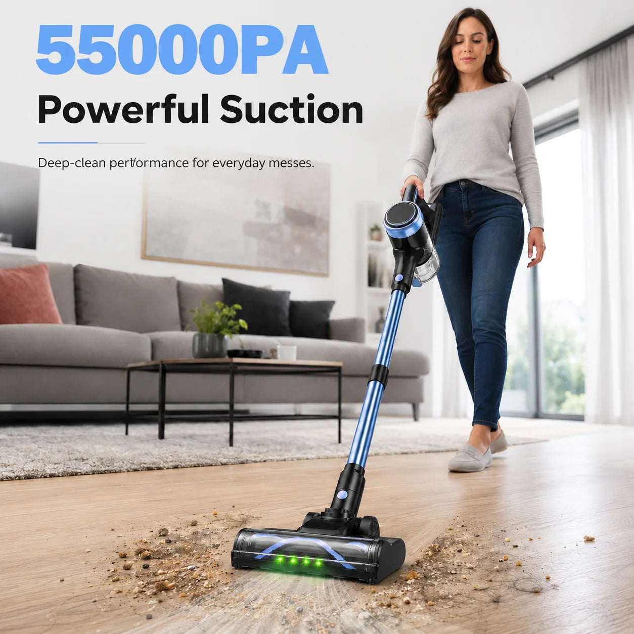 Cordless Stick Vacuum Cleaner with Anti-Tangle Brush 500W