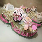 Women's Floral Pearl Beaded Tassel Daddy Sneakers C55-1