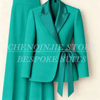 Women's Tailored Blazer Wide Leg Pants Suit