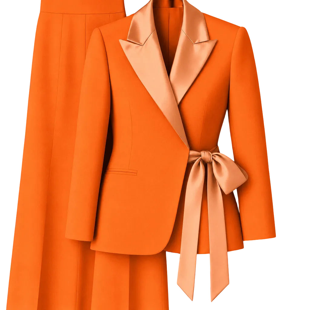 Women's Tailored Blazer Wide Leg Pants Suit