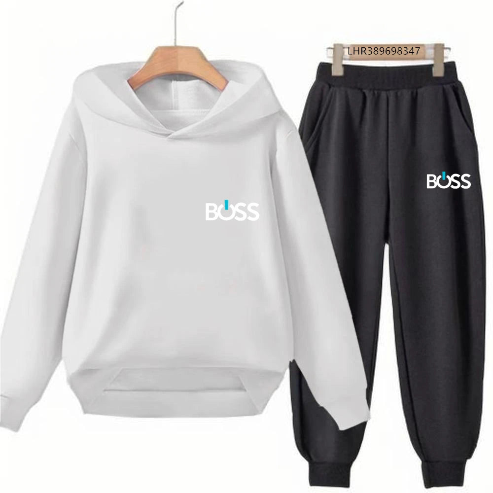 Kids' Printed Hoodie Pants Two-Piece Set