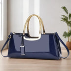 Women's Glossy Patent PU Leather Shoulder Handbag