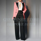 Women's Double Breasted Peak Lapel Slim Fit Pants Suit