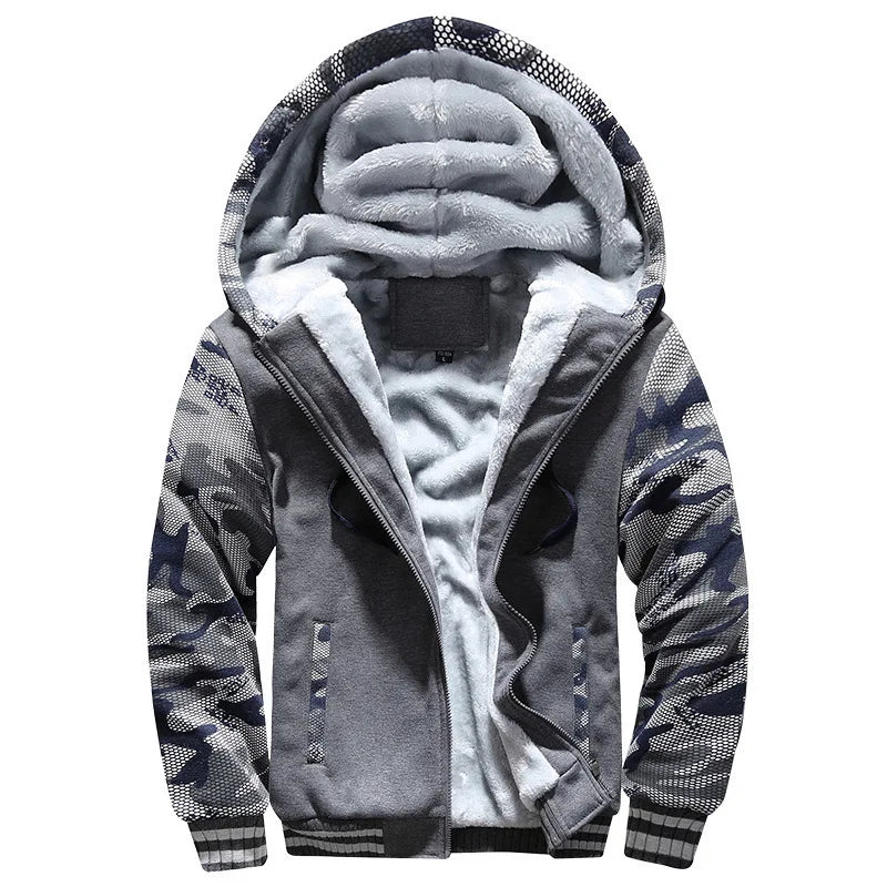 Men's Casual Fleece Zip Hooded Jacket and Pants Set