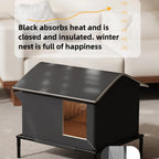 Weatherproof Insulated Outdoor Cat Shelter Elevated Winter House with Escape Door for Stray Cats