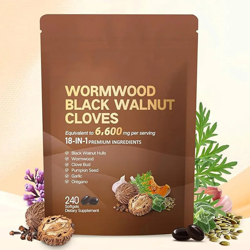 Wormwood Black Walnut Clove Capsules 6600mg Herbal Blend Supplement