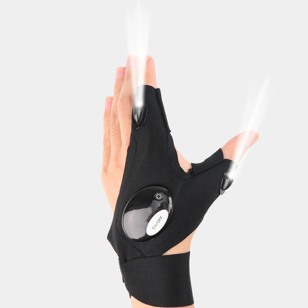 Waterproof LED Half Finger Flashlight Gloves