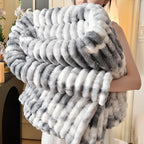Gradient Soft Plush Flannel Blanket and Warm Coral Fleece Bed Throw