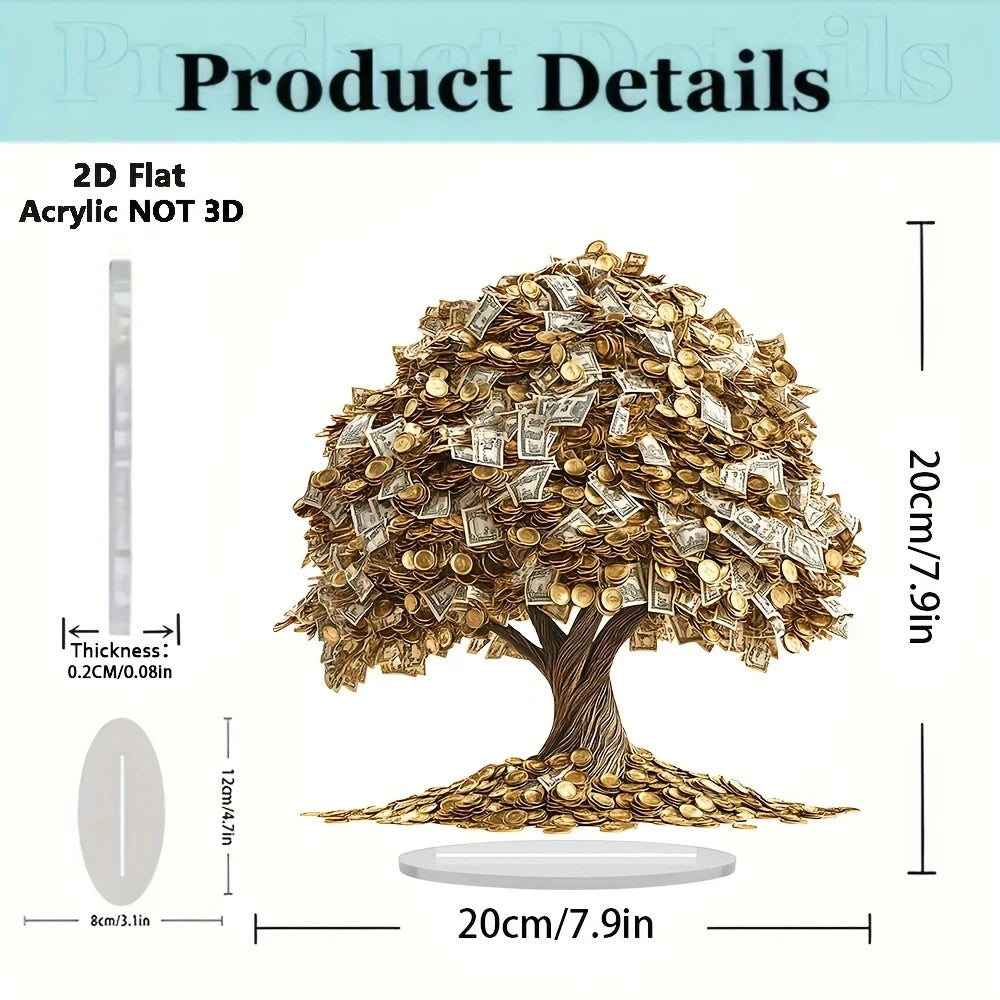 8in Fortune Tree Flat Acrylic Plaque and Tabletop Ornament