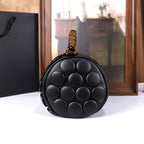 Women's Retro Button Leather Tube Bucket Shoulder Crossbody Bag