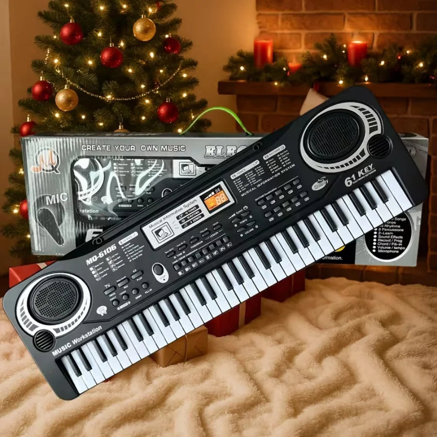 Portable 61 Keys Kids Electronic Keyboard Piano with Microphone
