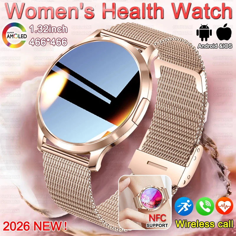 Women's Smart Watch with 1.32" AMOLED Touchscreen and Bluetooth Call