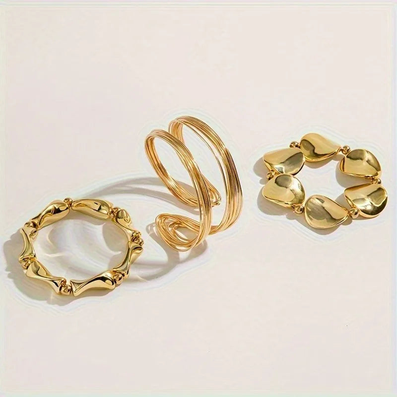 Women's Fashion Punk Irregular Open Cuff Bracelet Set