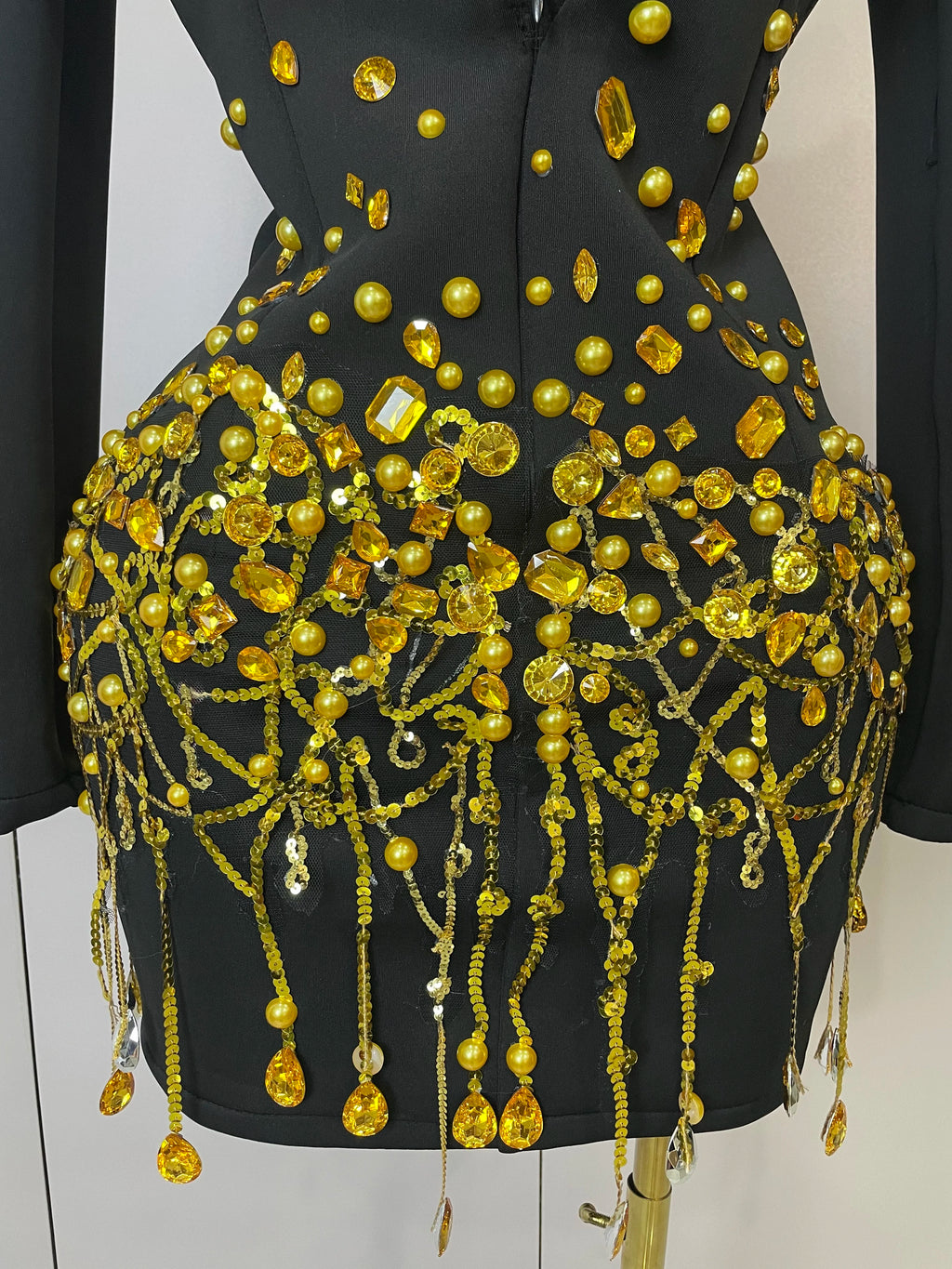 Women's Sexy Sparkly Crystal Pearls Mini Dress