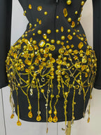 Women's Sexy Sparkly Crystal Pearls Mini Dress