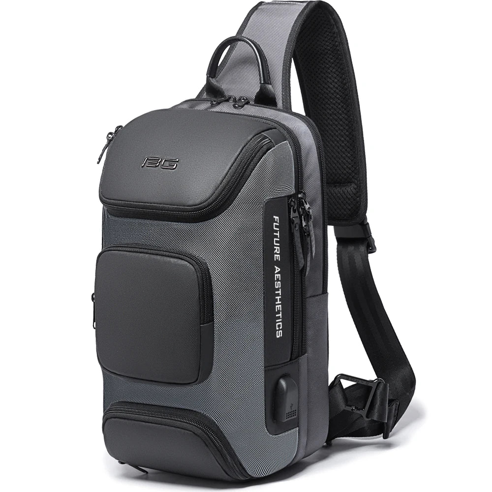 Men's Waterproof Anti-theft USB Crossbody Chest Bag BG-7086