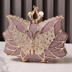 Hollow Butterfly Evening Clutch Bag with Sequins and Diamonds