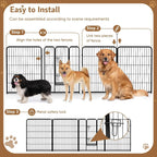 32 Inch Metal Dog Playpen 8-Panel Foldable Pet Fence with Door for Indoor Outdoor Use