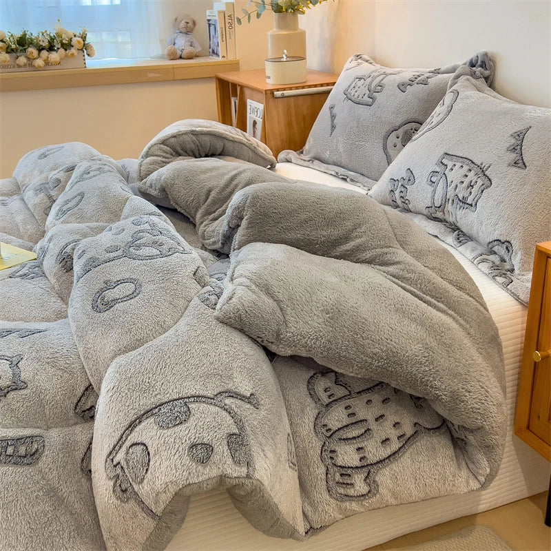 Thick Warm Lamb Fleece Blanket and Soft Milk Fleece Comforter