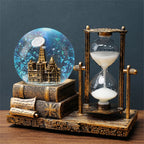 Vintage Luminous Snow Globe and Retro Hourglass Ornament