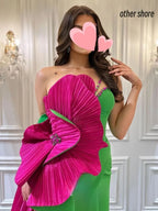 One-Shoulder Mermaid Evening Prom Gown Beaded Floral Floor-Length