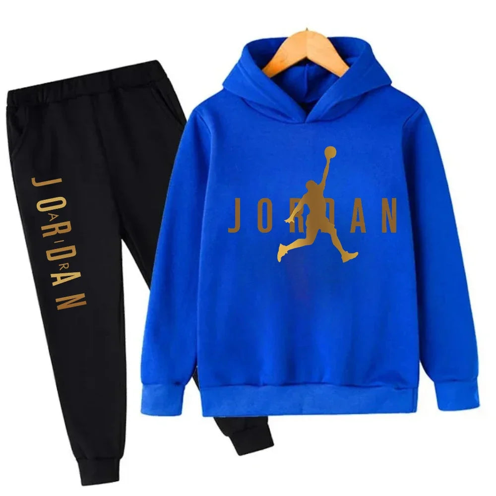 Kids' Slam Dunk Pattern Hoodie Pants Two-Piece Set