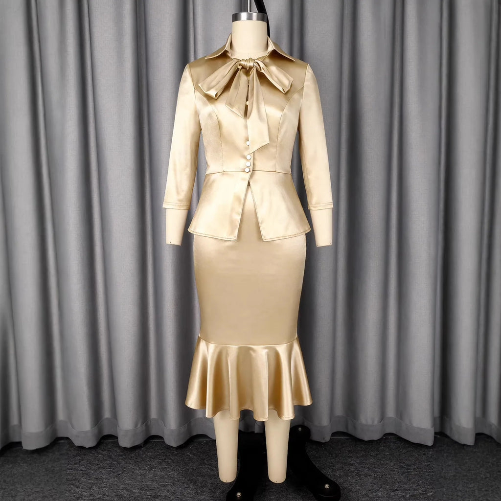 Women's Single Breasted Coat Mermaid Skirt Dress Suit