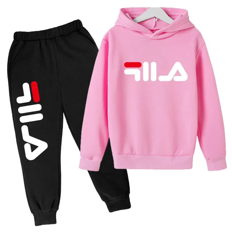 Kids' Casual Sports Hoodie Pants Two-Piece Set