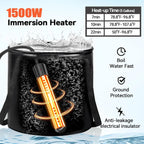 Portable Camping Shower with 1500W Immersion Heater